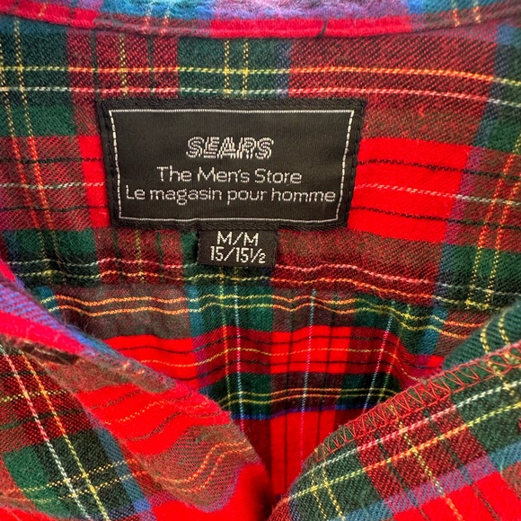 Vintage 80s 90s sears flannel tartan plaid - Picture 3 of 3